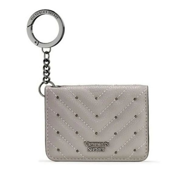 Victoria's Secret Gray Studded Cardcase Keychain - Picture 1 of 3